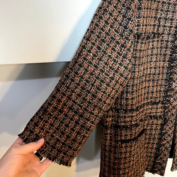 Misook Orange & Black Tweed Classic Wool Blend Blazer Jacket Women's Size XL EUC - Picture 4 of 12